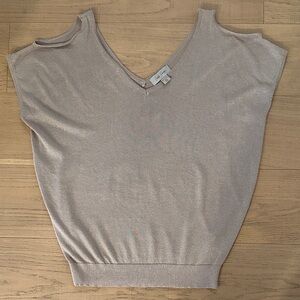 Lush Cold Shoulder Blouse in Shimmering Taupe (M)